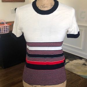 Rag & bone, M cream top with red and blue stripes